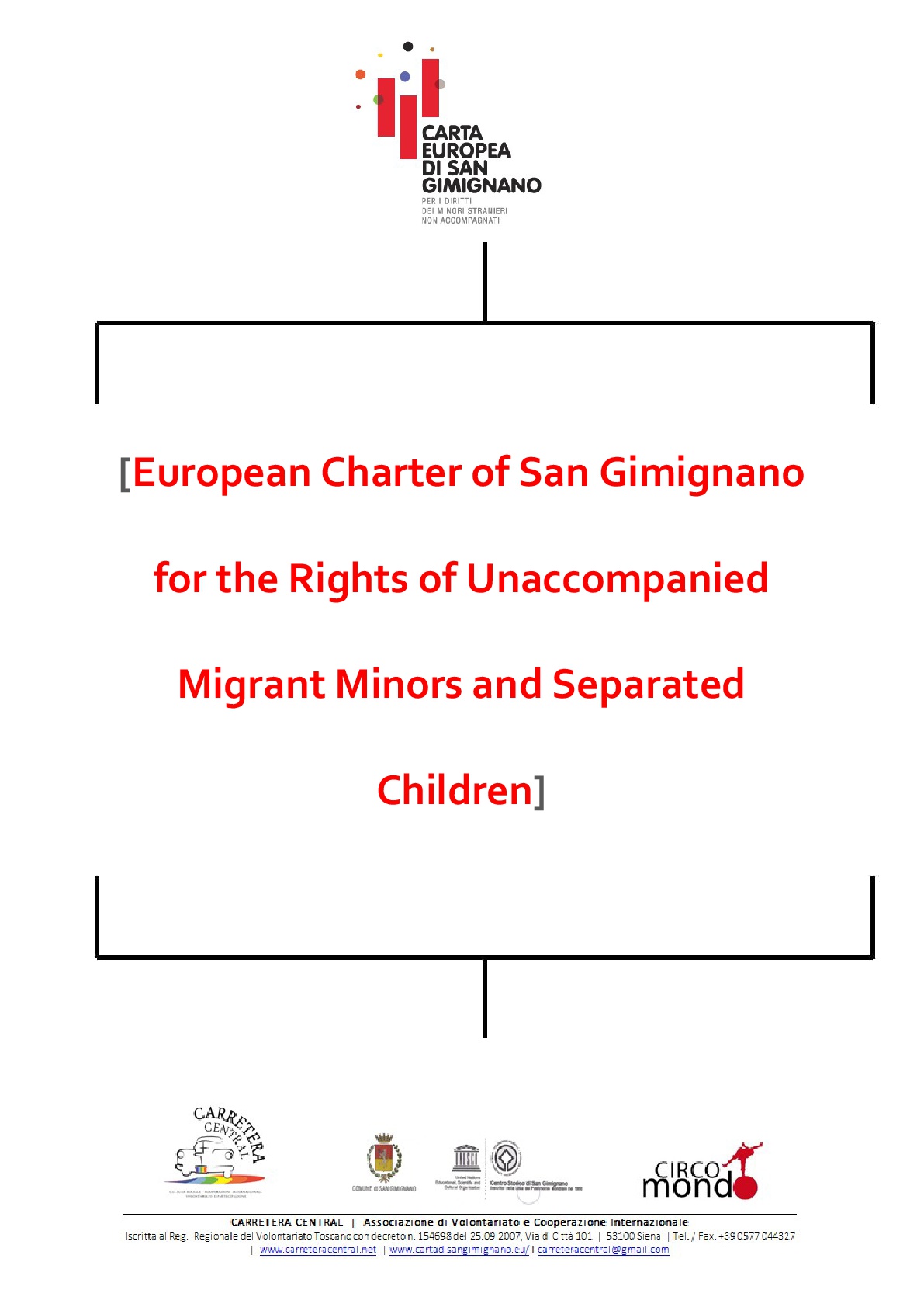 european charter of san gimignano for the rights of unaccompanied migrant minors and separated children